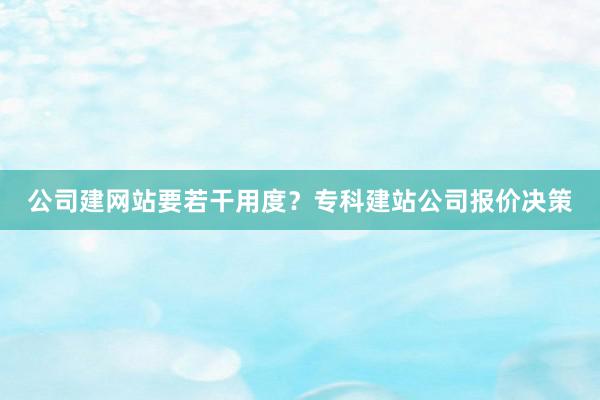 公司建网站要若干用度？专科建站公司报价决策
